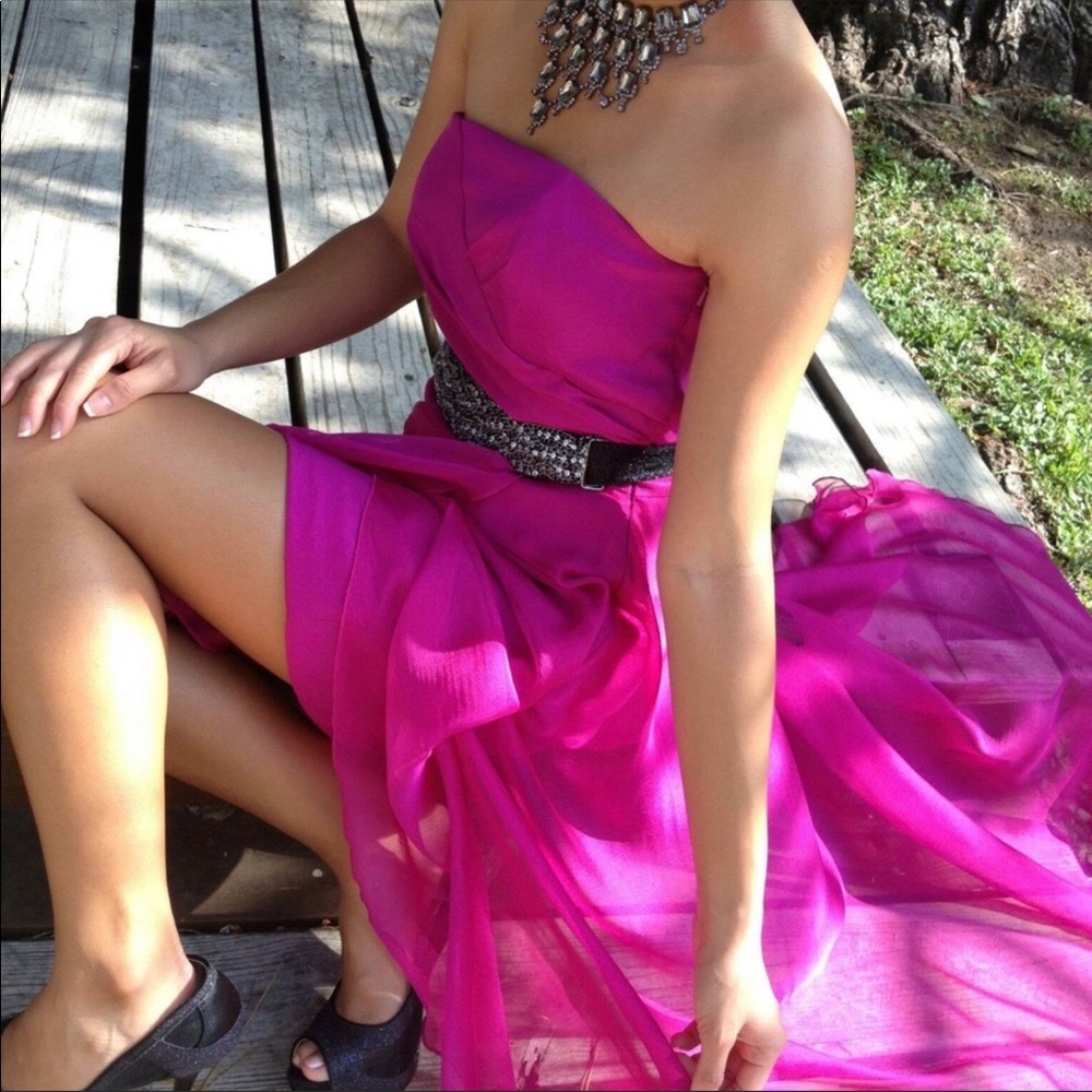 Jessica McClintock Strapless High-Low Prom Dress